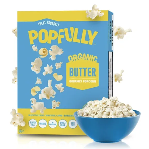 Miniatura 14 de POPFULLY Palomitas 94% libres de grasa totalmente explotadas, bolsas para compartir, sabor a mantequilla ligera, gran explosión, bolsas