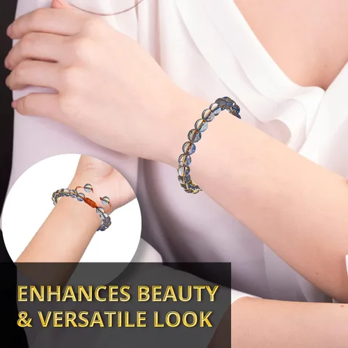 Miniatura 151 de Adjustable Crystal Bracelet – Gemstone Bead Bracelet with Adjustable Macrame String – Chic Gemstone Bracelet for Men and Women – 8mm Round Healing
