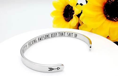 Miniatura 60 de Pulseras inspiradoras para mujer, joyería de acero inoxidable, con refranes, pulsera motivacional con mensaje oculto, pulseras grabadas para mejor