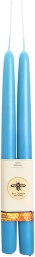 Big Dipper Wax Works Velas cónicas de cera de abeja bañadas a mano color azul cielo, 12 x 7/8 pulgadas, paquete de 2, cera de abeja 100% pura, larga
