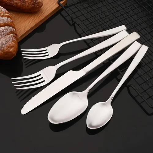 Miniatura 2 de JASHII Juego de 4 cuchillos de cena de 9.05 pulgadas, acero inoxidable 304 chapado en titanio, cuchillos de mesa de plata mate, esparcidor