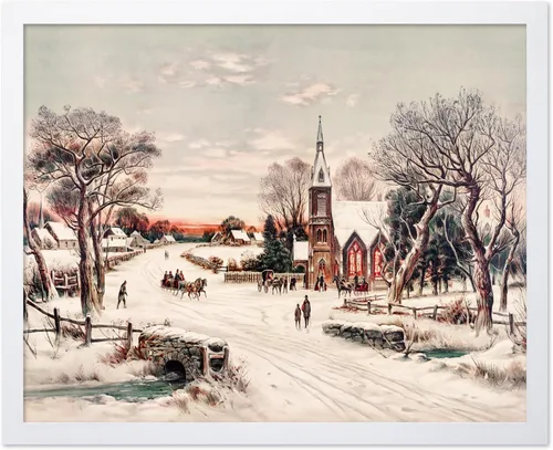 Miniatura 23 de Poster Master Impresión de pintura vintage de árbol de Navidad, póster retro de vacaciones, arte de invierno, diseño abstracto melancólico de pared