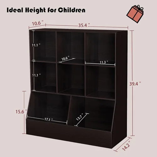 Miniatura 3 de DINZI LVJ Organizador de almacenamiento para juguetes, estantería para niños, gabinete de almacenamiento de juguetes de madera, estantería de 3