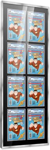 Miniatura 35 de Marco de cómic con paspartú para 8 CGC, CBCS o PGX Graded Comics - Marco de cómic blanco para cómics de 8.125 x 13 pulgadas Marco blanco