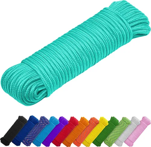 Miniatura 11 de TECEUM Cuerda – 90 pies x 1/4 pulgada (7mm) – Verde Ejército – Cuerda Utilitaria Versátil y Resistente – Acampada, Artesanía, Asta de Bandera