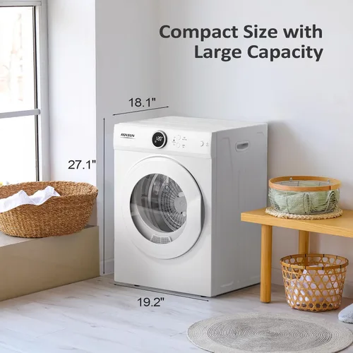 Miniatura 7 de ROVSUN Secadora de ropa portátil de 1.8 pies cúbicos, secadora eléctrica de carga frontal de alta gama de 1020 W, secadora de ropa compacta