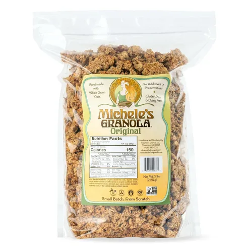 Miniatura 20 de Michele's Granola Mantequilla de almendras, hecha a mano, grano entero, vegano, sin gluten y sin OGM, bolsas resellables de 12 onzas, paquete de 6