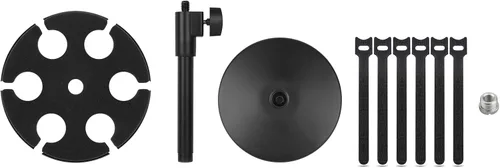 Miniatura 7 de Soporte para micrófonos múltiples, soporte de micrófono con cable e inalámbrico para soporte, soporta hasta 6 micrófonos, aluminio, negro