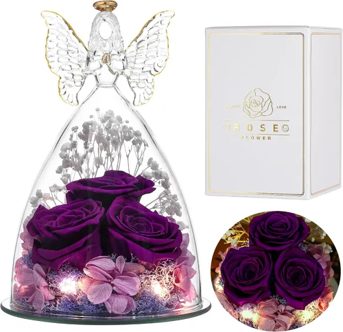 Miniatura 10 de Ocosy Regalos de rosas para el Día de la Madre para ella, regalos de rosas grandes para mujeres, rosas reales para siempre en figuras de ángel