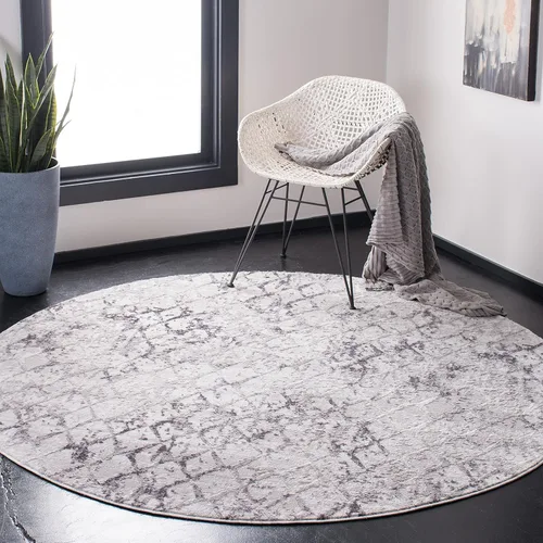 Miniatura 25 de SAFAVIEH Amelia Collection - Alfombra decorativa de 2 pies 2 pulgadas x 4 pies, gris y azul marino, diseño moderno enrejado envejecido, no desprende