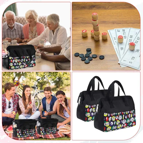 Miniatura 5 de 2 bolsas de bingo Dauber con 10 bolsillos, bolsa de bingo de gran capacidad, asa y cremallera, estuche de transporte de viaje, bolsa de maquillaje
