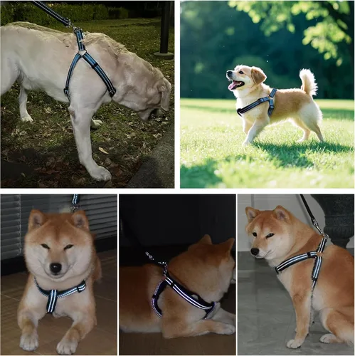 Miniatura 5 de Arnés reflectante para perro, arnés sin tirones para perros de tamaño grande, arnés con hebilla de liberación rápida para caminar, correr, entrenar