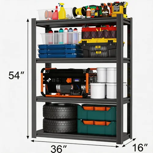 Miniatura 2 de Estantería industrial con almacenamiento ajustable, de acero resistente, para herramientas y equipos pesados, capacidad de 2000 lb