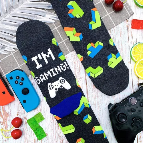 Miniatura 6 de Calcetines de juego para hombre, novedosos y divertidos, para la pantorrilla, color verde, regalo para jugadores, adolescentes, niños, hijos