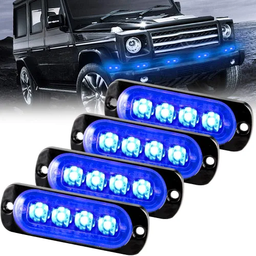 Miniatura 8 de Barra de luz estroboscópica 2 piezas, 12 LED, luz de advertencia de emergencia, con función de sincronización impermeable, 12 – 24 V, para vehículos