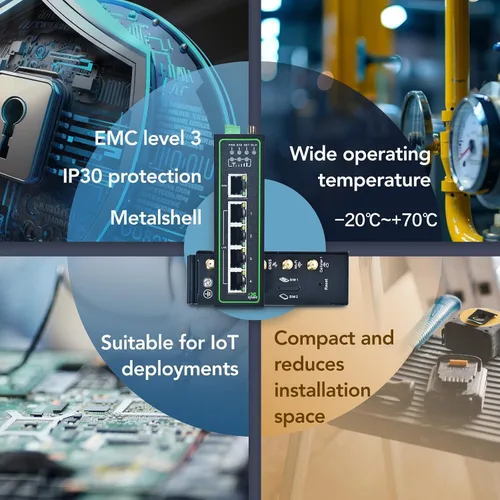 Miniatura 5 de InHand Networks IR315, enrutador industrial IoT 4G LTE VPN, celular de 300 Mbps + Wi-Fi, ranuras para tarjetas SIM duales, 5 puertos Ethernet