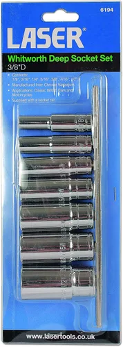 Miniatura 3 de Laser 6194 Whitworth Juego de llaves de vaso profundo 3/8" D 7pc
