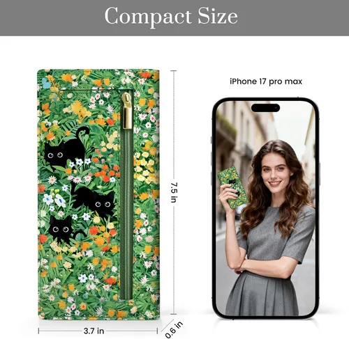 Miniatura 3 de Airkit Billetera ultra delgada para mujer, con bloqueo RFID, cartera para tarjetas de crédito, billetera plegable para mujer con bolsillo