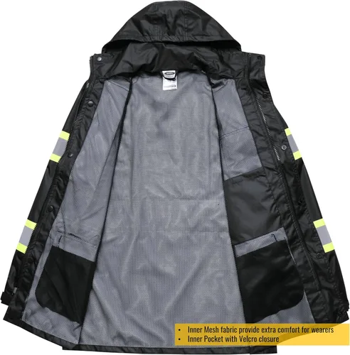 Miniatura 3 de JKSafety Chaqueta y pantalones reflectantes de alta visibilidad para lluvia, impermeables para hombres y mujeres, equipo de lluvia para agricultura