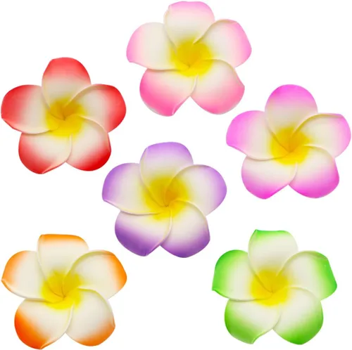 Miniatura 2 de 100 pétalos artificiales de plumeria rubra hawaiana de espuma de Frangipani de 2.4 pulgadas de diámetro, para decoración de bodas, fiestas