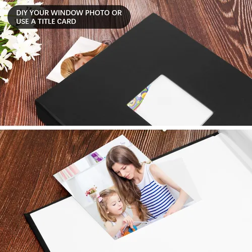 Miniatura 3 de Álbum de fotos de 8.5 x 11 pulgadas con capacidad para 72 fotos, cubierta de cuero con ventana frontal, páginas interiores transparentes de 8.5 x 11