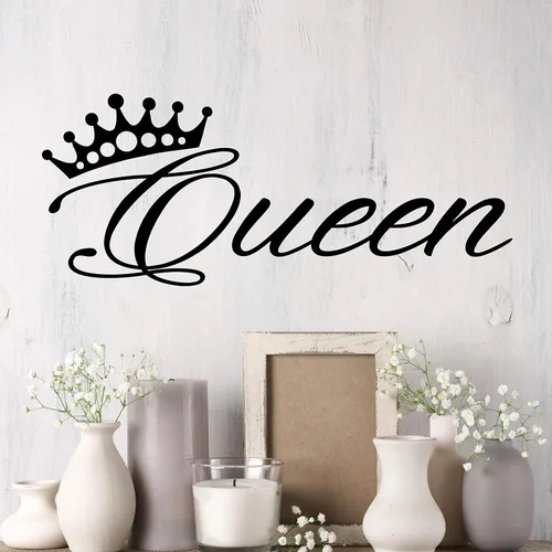 Miniatura 2 de Adhesivos de vinilo para pared, decoración de dormitorio, palabras, reina, letras inspiradoras, corona, 2033ig (22.5 x 9 pulgadas)