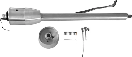 Miniatura 4 de Columna de dirección manual de 81 cm con inclinación, acabado de acero inoxidable pulido, con adaptador de rueda de 9 orificios, sin llave Columna