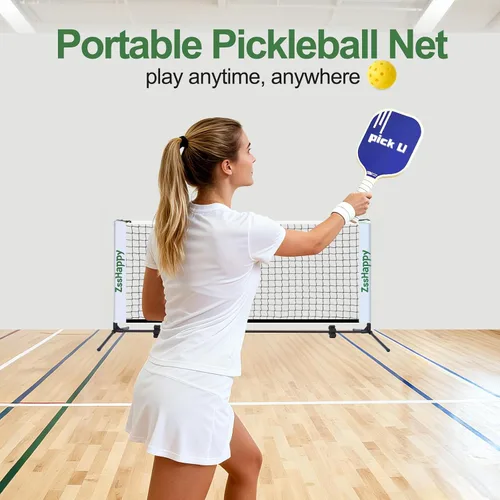 Miniatura 6 de Mini red de pickleball blanca de 6 pies, red de práctica portátil de configuración rápida para interiores y exteriores, tomas de inmersión