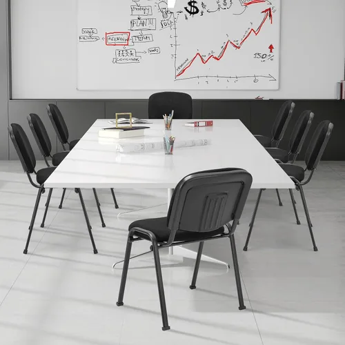 Miniatura 2 de COSTWAY Juego de 8 sillas de sala de espera, sillas de conferencias apilables con asiento y respaldo tapizados, sillas ergonómicas de recepción