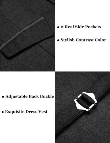 Miniatura 6 de COOFANDY Chaleco de traje de negocios para hombre, chaleco de vestir ajustado, chaleco de boda