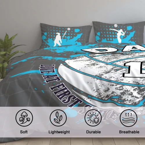 Miniatura 5 de Juego de ropa de cama de voleibol, edredón de microfibra para deportes, voleibol, tamaño King, Queen, individual, decoración para el hogar