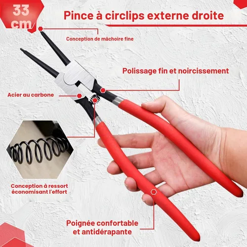 Miniatura 2 de Alicates de Anillo de Presión de 13 Pulgadas de Servicio Pesado Alicates de Circlip Externos Punta de Mandíbula Recta Diámetro 0.12" para Instalar