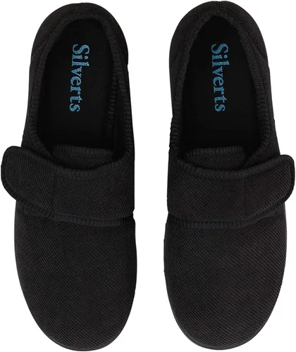 Miniatura 5 de Silverts - Zapatillas para hombre con cierre ajustable y suave, cómodas, color azul marino y negro