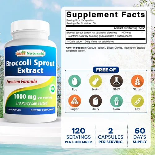 Miniatura 2 de Best Naturals Extracto de brotes de brócoli, 1000 mg, 120