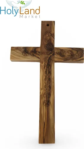 Miniatura 5 de Cruz de madera de olivo de Belén con un certificado y una tarjeta con una Oración al Señor