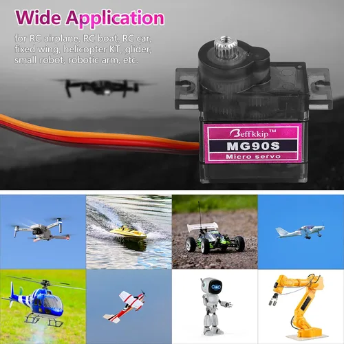 Miniatura 6 de 8PCS MG90S 0.32 oz Micro Servo Motor Metal Gear para RC Robot Car Avión Helicóptero Mini Servos para Arduino Project