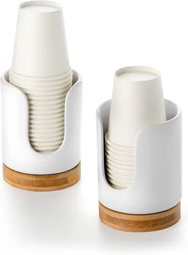 Miniatura 9 de Dispensador de Vasos de Baño de Cerámica - Soporte para Vasos Desechables de Papel y Plástico de 3 oz - Dispensador de Vasos para Enjuague Bucal