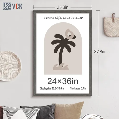 Miniatura 43 de VCK Marcos para póster de madera maciza de 22.375 x 34 pulgadas, marco de fotos A1 negro con montaje en pared, paquete de 3