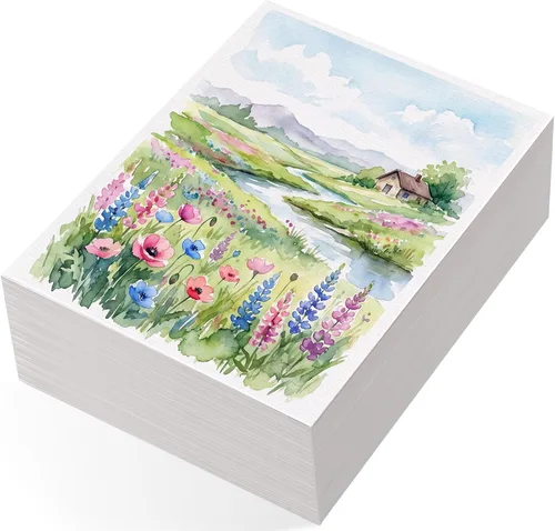 Miniatura 10 de 240 hojas de papel de acuarela a granel, papel de prensa en frío de 110 lb/230 GSM, papel de color de agua blanca para dibujar tarjetas de regalo