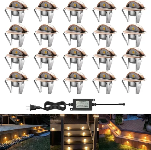 Miniatura 13 de Kit de luces LED para exteriores, Φ1.38 pulgadas, blanco cálido, paquete de 10 unidades, bronce, bajo voltaje, 12 V CC, IP65, impermeable