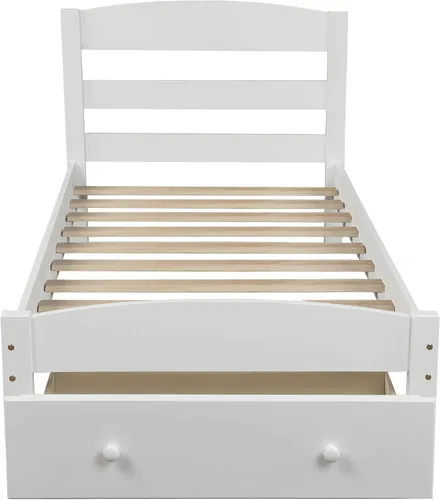 Miniatura 7 de Harper & Bright Designs Cama de plataforma de tamaño individual, marco de cama individual de madera con cajón de almacenamiento y soporte