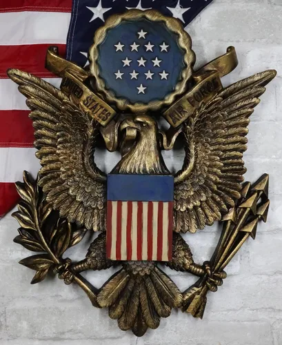 Miniatura 8 de Ebros Gift Emblema patriótico de la Fuerza Aérea de Estados Unidos con 2 viejas banderas estadounidenses fieles y placa decorativa de pared