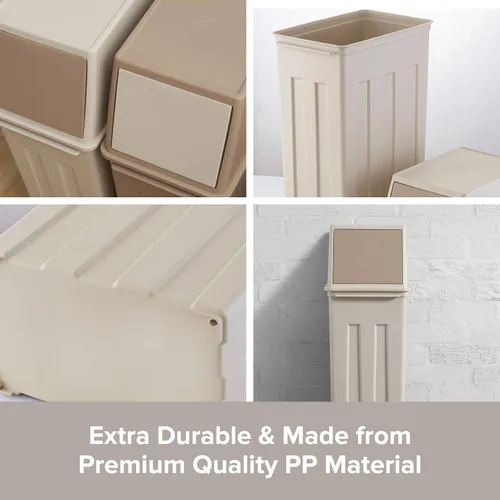 Miniatura 7 de Primo Supply Cubo de basura grande de 8 galones con tapa con bisagras, 32 cuartos de galón, bote de basura delgado de 11.8 x 7.5 x 24.6 pulgadas