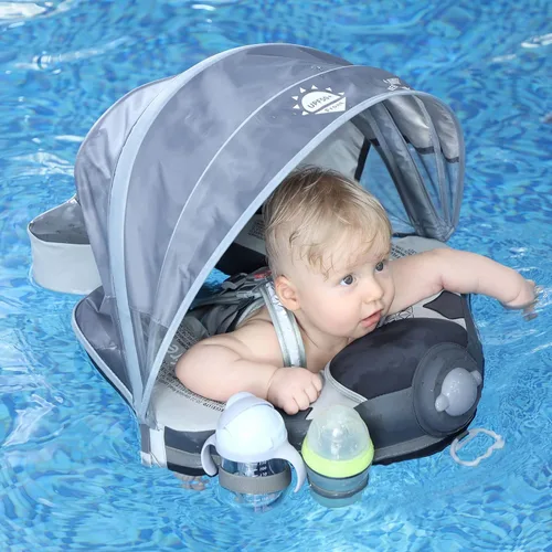 Miniatura 5 de Mambobaby Flotador con toldo para añadir cola para bebé, avión, no inflable, flotador sólido para piscina para bebé, entrenador de natación