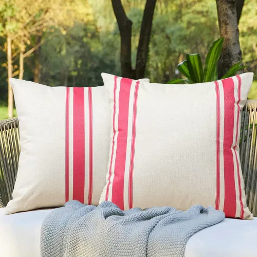 Miniatura 11 de OTOSTAR Paquete de 2 fundas de almohada para exteriores de 18 x 18 pulgadas, impermeables, decorativas, cuadradas, geométricas, para sofá, patio