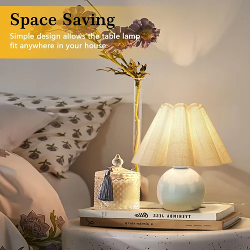 Miniatura 7 de Lámpara de mesa pequeña azul claro para mesita de noche del dormitorio, lindas lámparas de dormitorio para mesita de noche, lindas mini lámparas