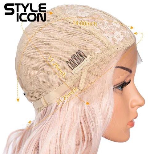 Miniatura 6 de Style Icon Pelucas de encaje frontal de 36 pulgadas, pelucas de color rosa súper largas con cabello de bebé, densidad del 130 %, peluca sintética