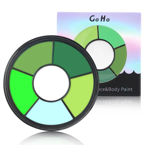 Go Ho Pintura facial verde de 6 colores, crema lavable, fórmula facial para Halloween, cosplay, paleta de maquillaje FX, disfraces profesionales,