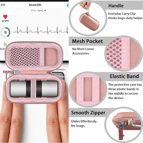 Miniatura 5 de khanka Funda rígida para monitor de ECG AliveCor KardiaMobile, compatible con KardiaMobile 6L/6L Max, dispositivo de electrocardiograma personal