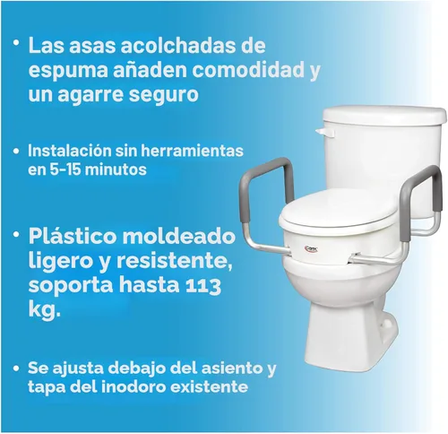Miniatura 4 de Asiento elevador de inodoros de Carex Health Brands con asas para inodoros redondos estándares